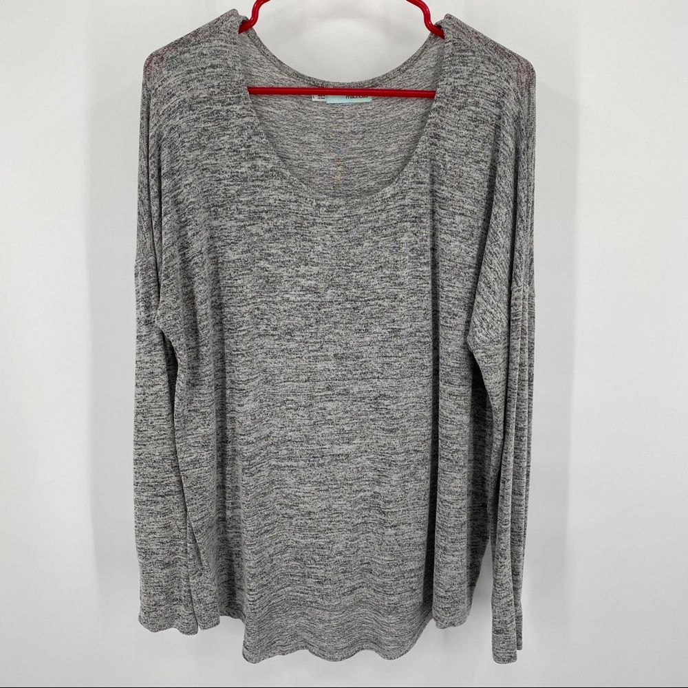 Maurices Marled Gray Pullover Scooped Neck Top Large